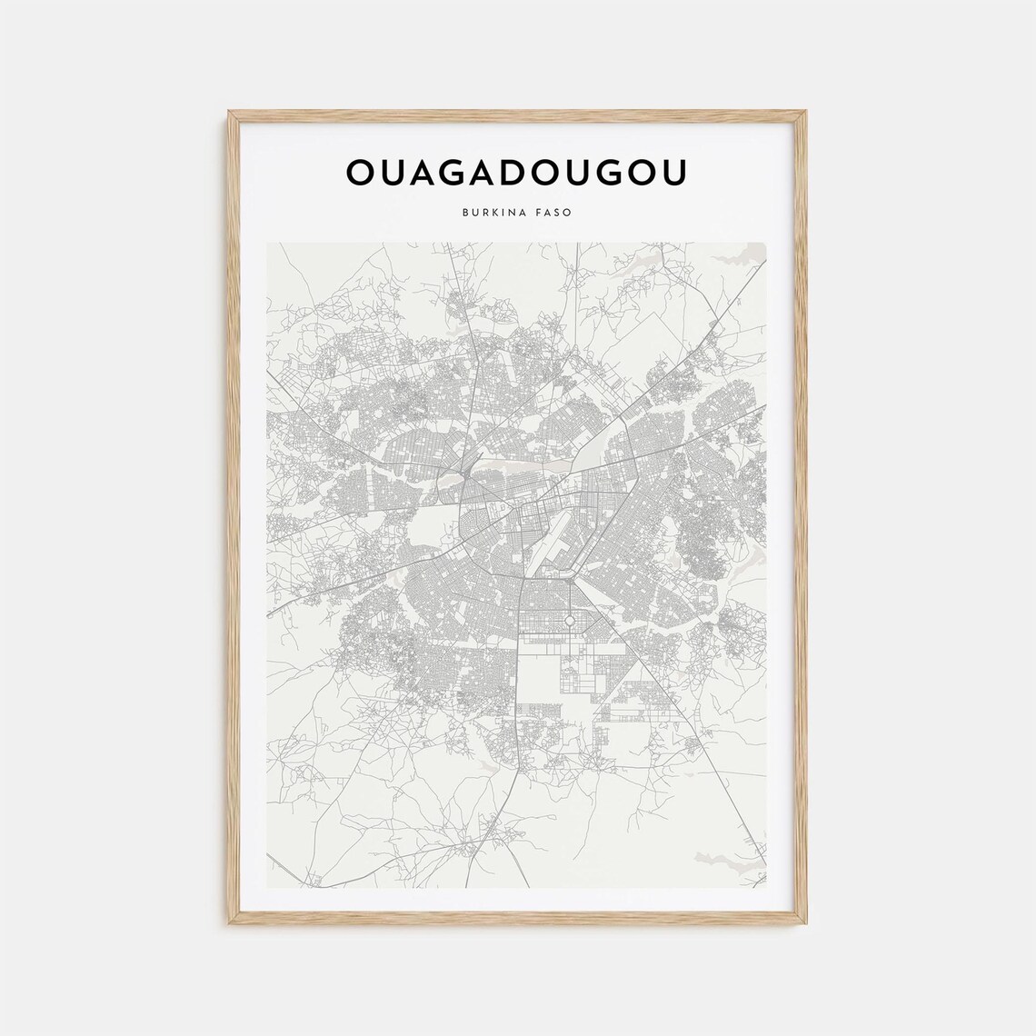 Ouagadougou Burkina Faso Minimalist Street Map City Travel Art Poster