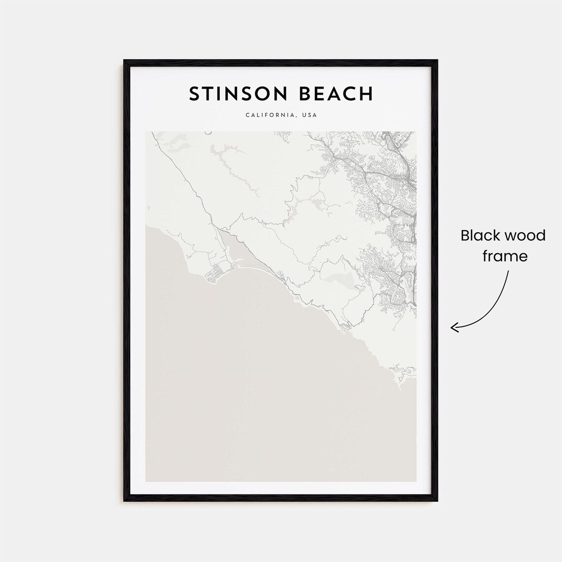 Stinson Beach California Minimalist Coastal Map Art Home Decor Poster - Image 3