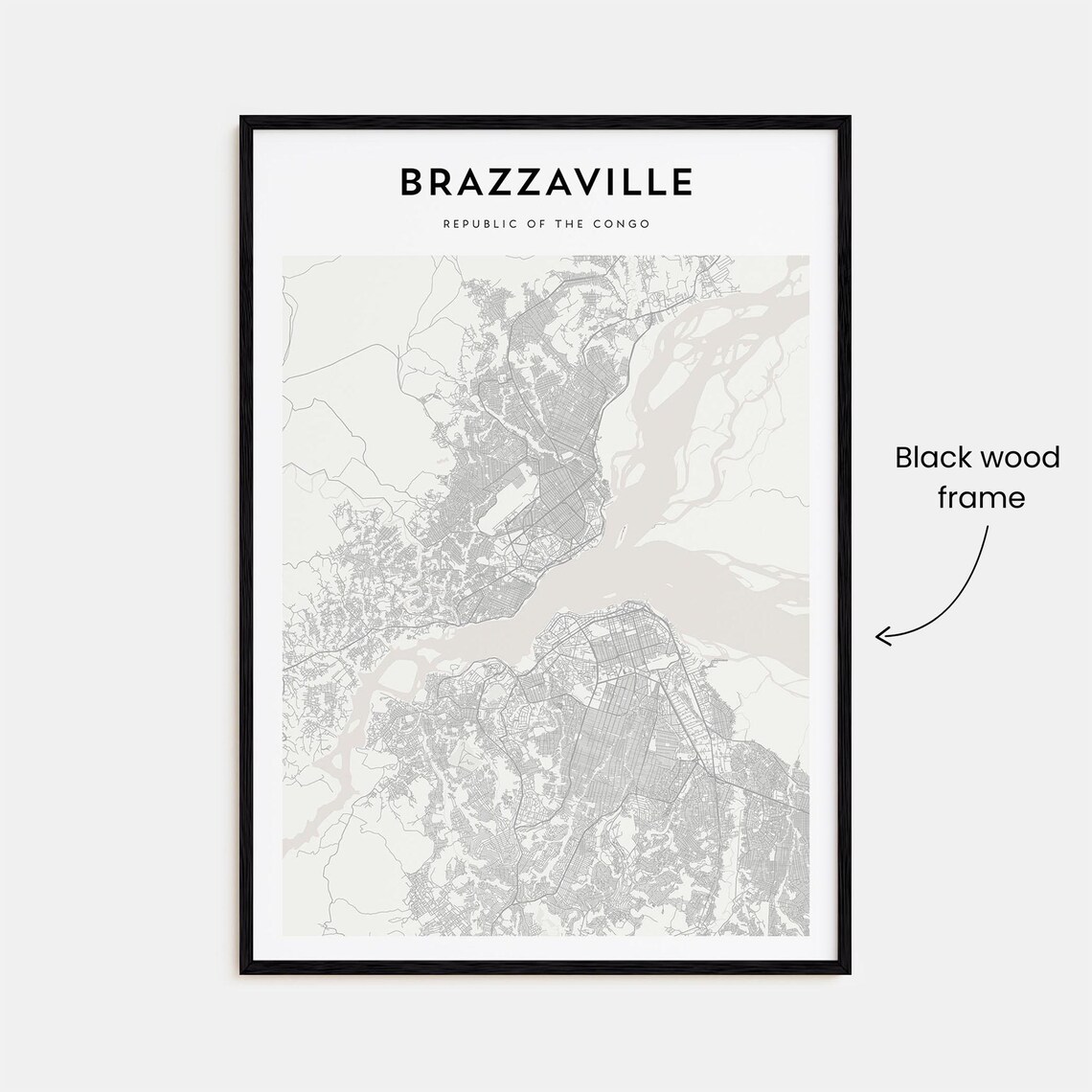 Brazzaville Republic of Congo Minimalist City Line Map Art Poster - Image 3