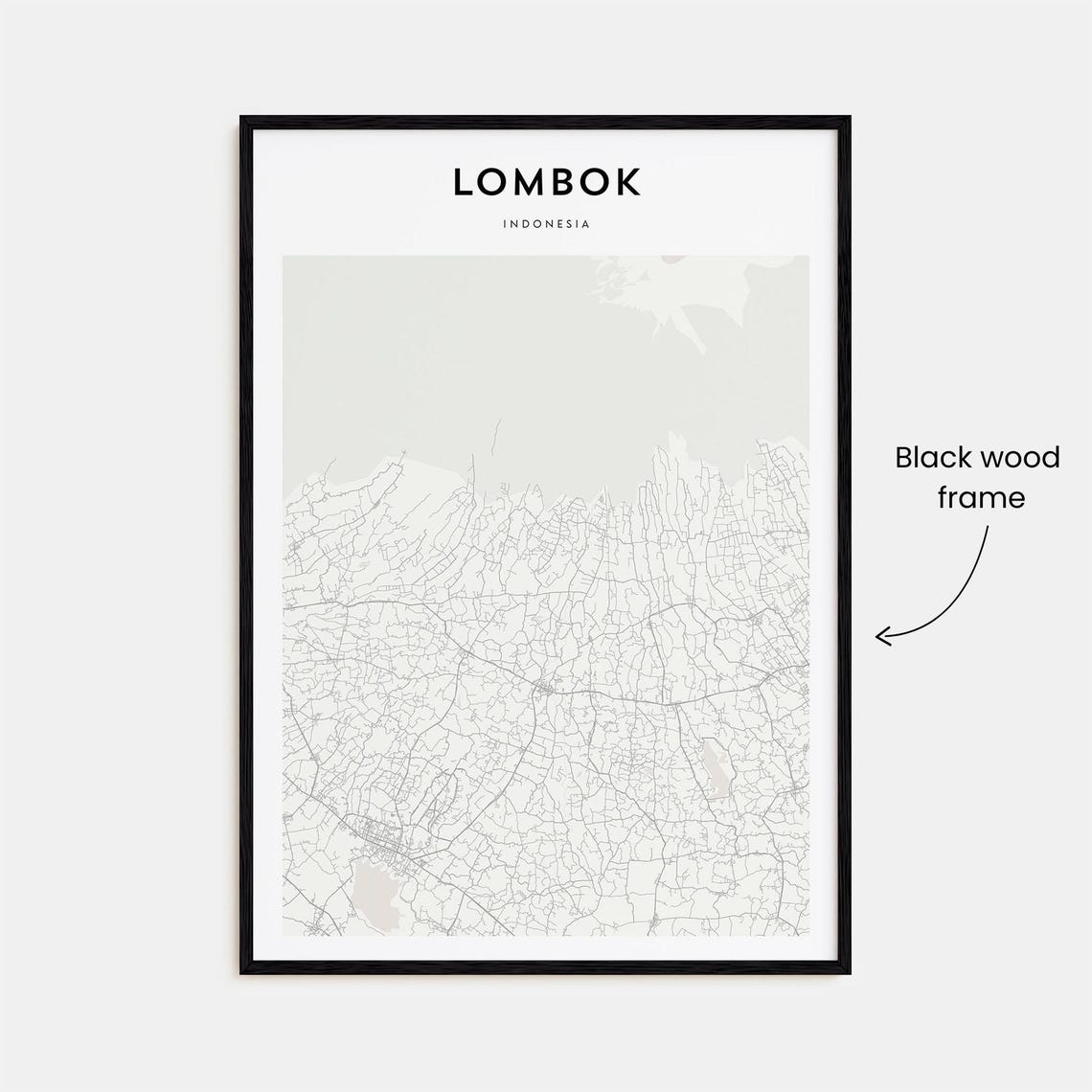 Lombok Indonesia Minimalist Street Map Poster For Modern Travel Decor - Image 3