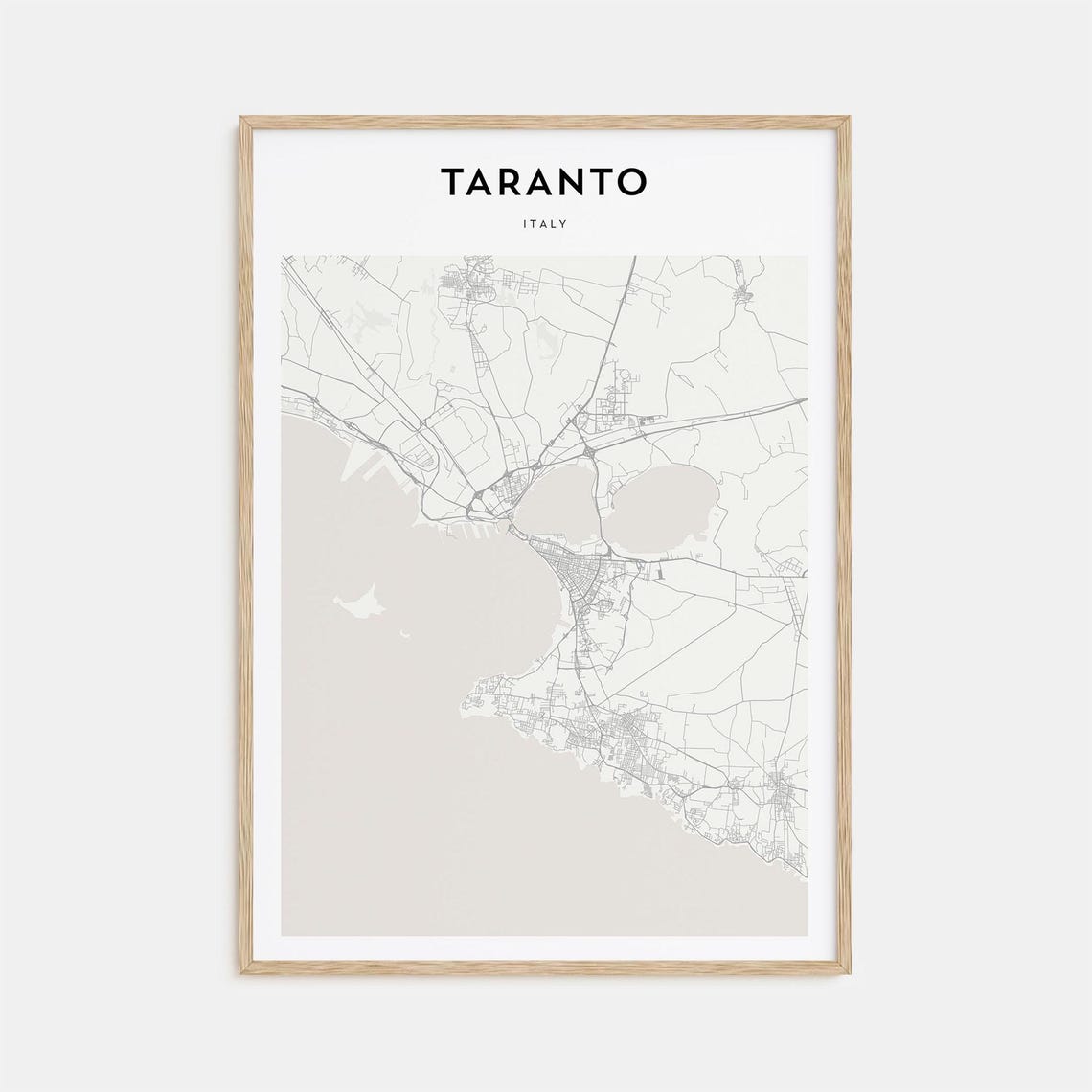 Taranto Italy Minimalist Old Town And Two Seas Map Travel Poster