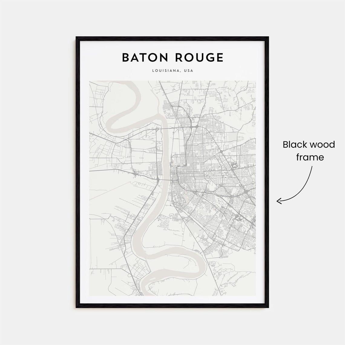 Baton Rouge Louisiana USA Minimal Line Art City Map Wall Print - Image 3