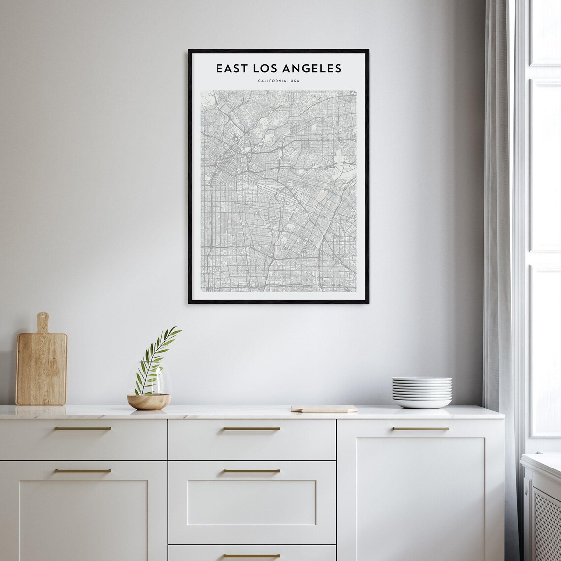 East Los Angeles California, USA Minimalist Street Map Art Poster - Image 2