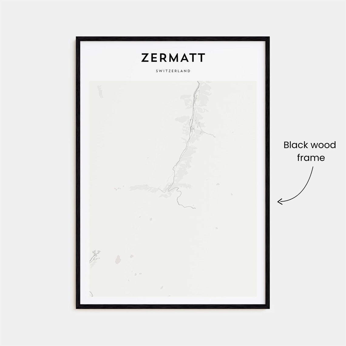 Zermatt Switzerland Minimal Alpine Village Street Map Poster - Image 3