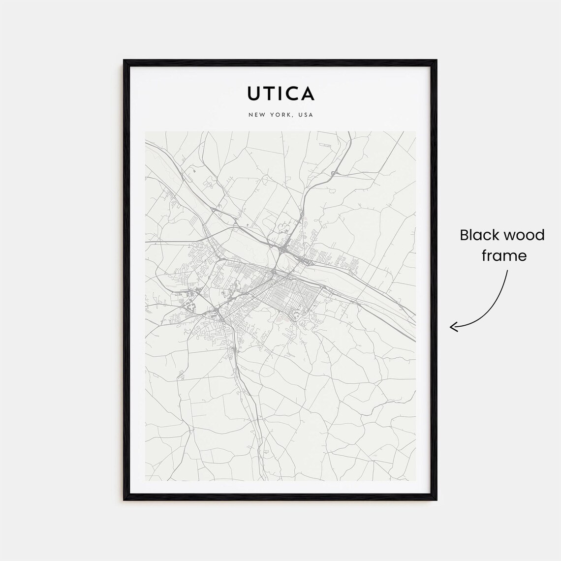 Utica New York USA Minimal Cream City Map Travel Decor Poster - Image 3