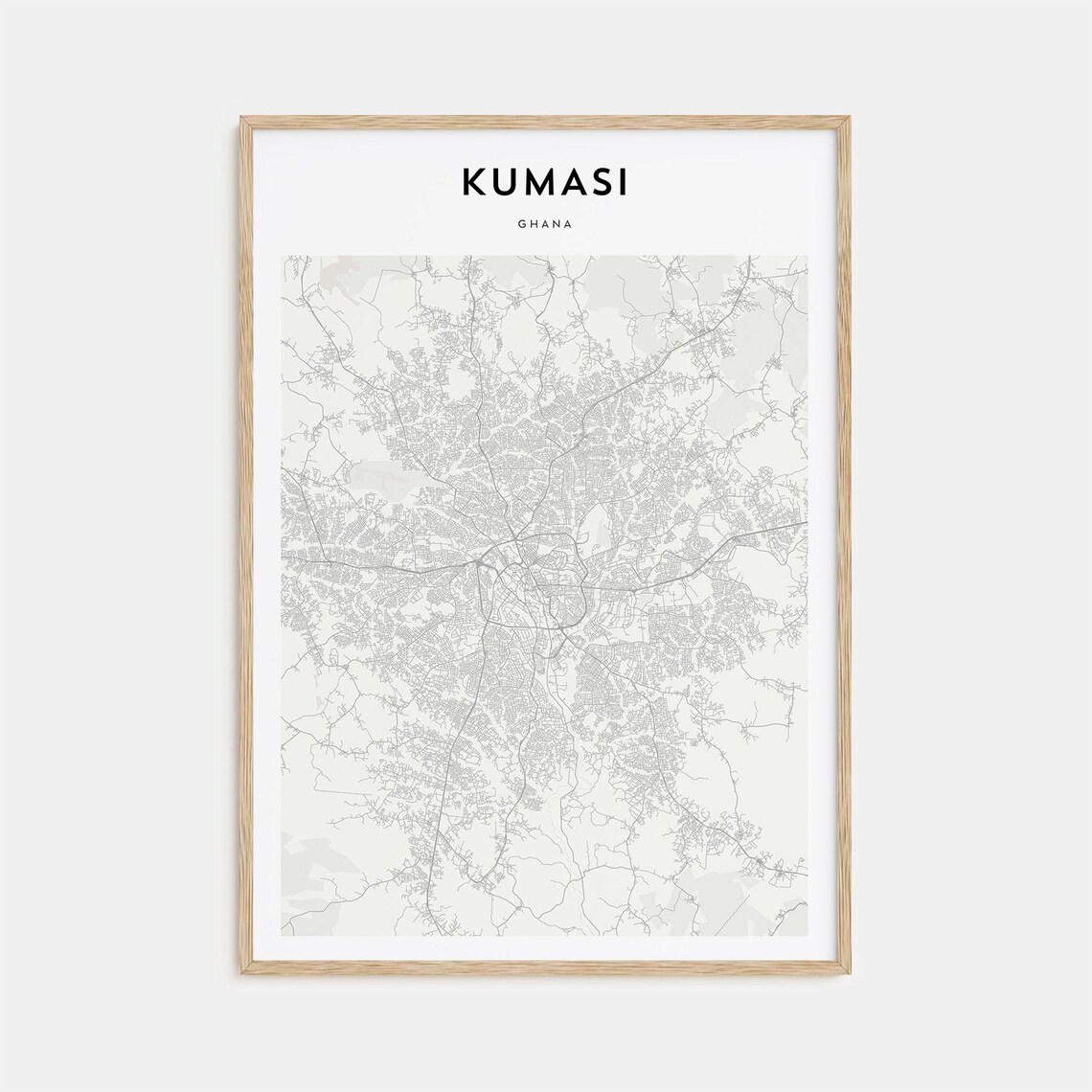 Kumasi Ghana Minimalist City Street Map Elegant Decor Art Poster