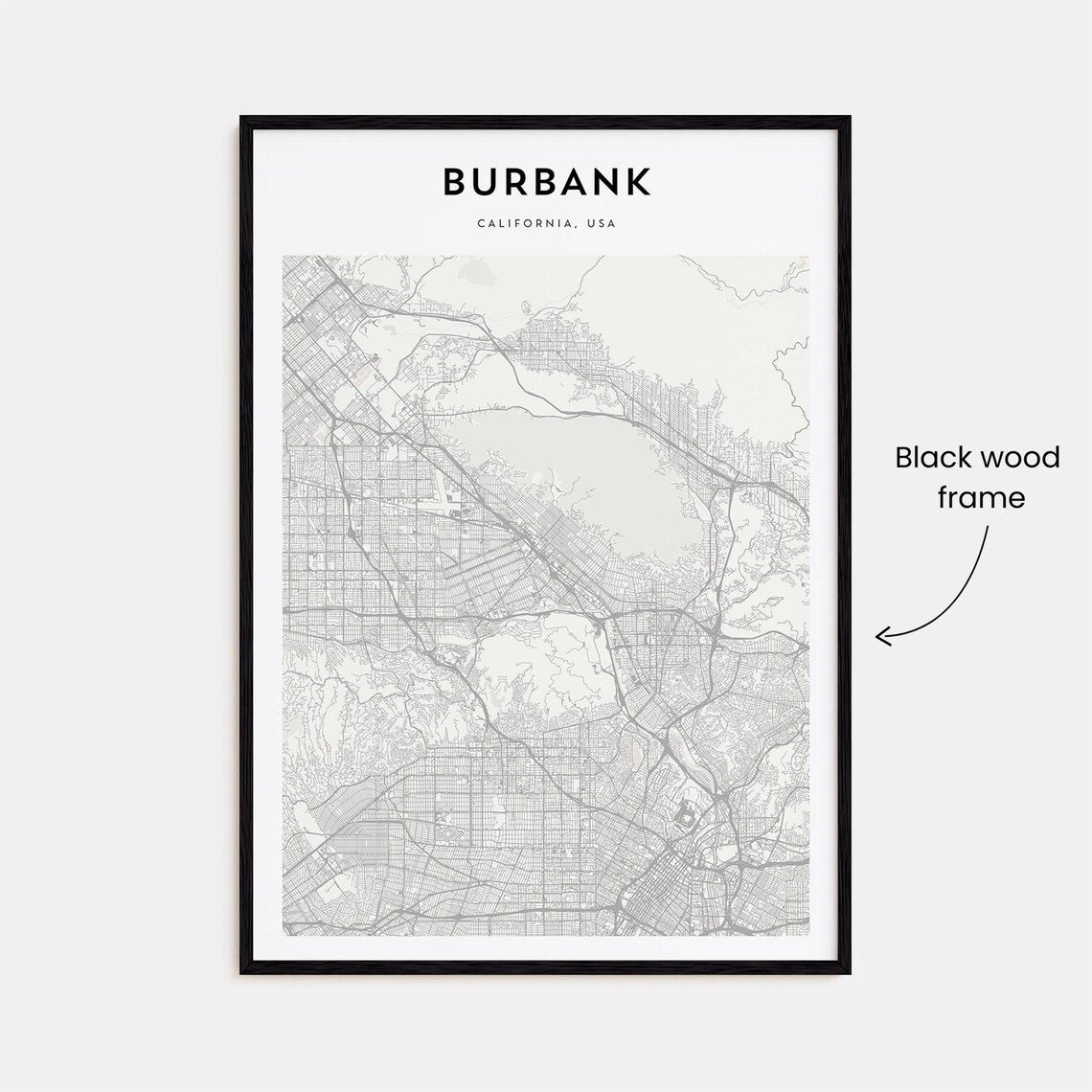 Burbank California USA Minimalist City Street Map Travel Art Print - Image 3