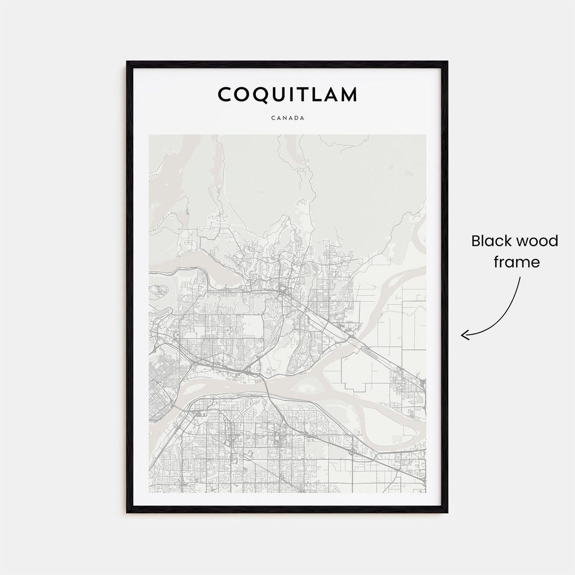 Coquitlam Canada Street Map Poster Minimalist Modern Wall Decor - Image 3