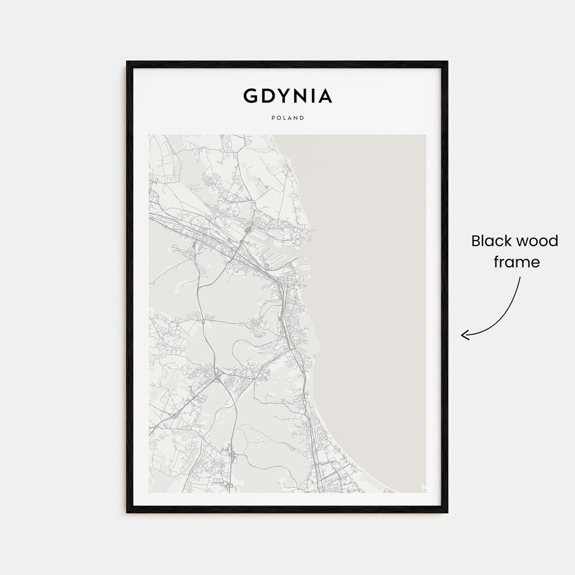 Gdynia Poland Minimalist Harbor City Street Map Travel Poster - Image 3