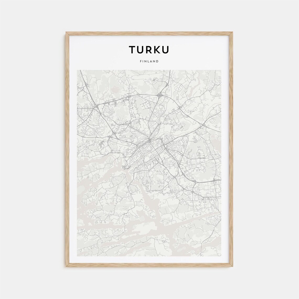 Turku Finland Modern Minimalist City Street Map Travel Art Poster