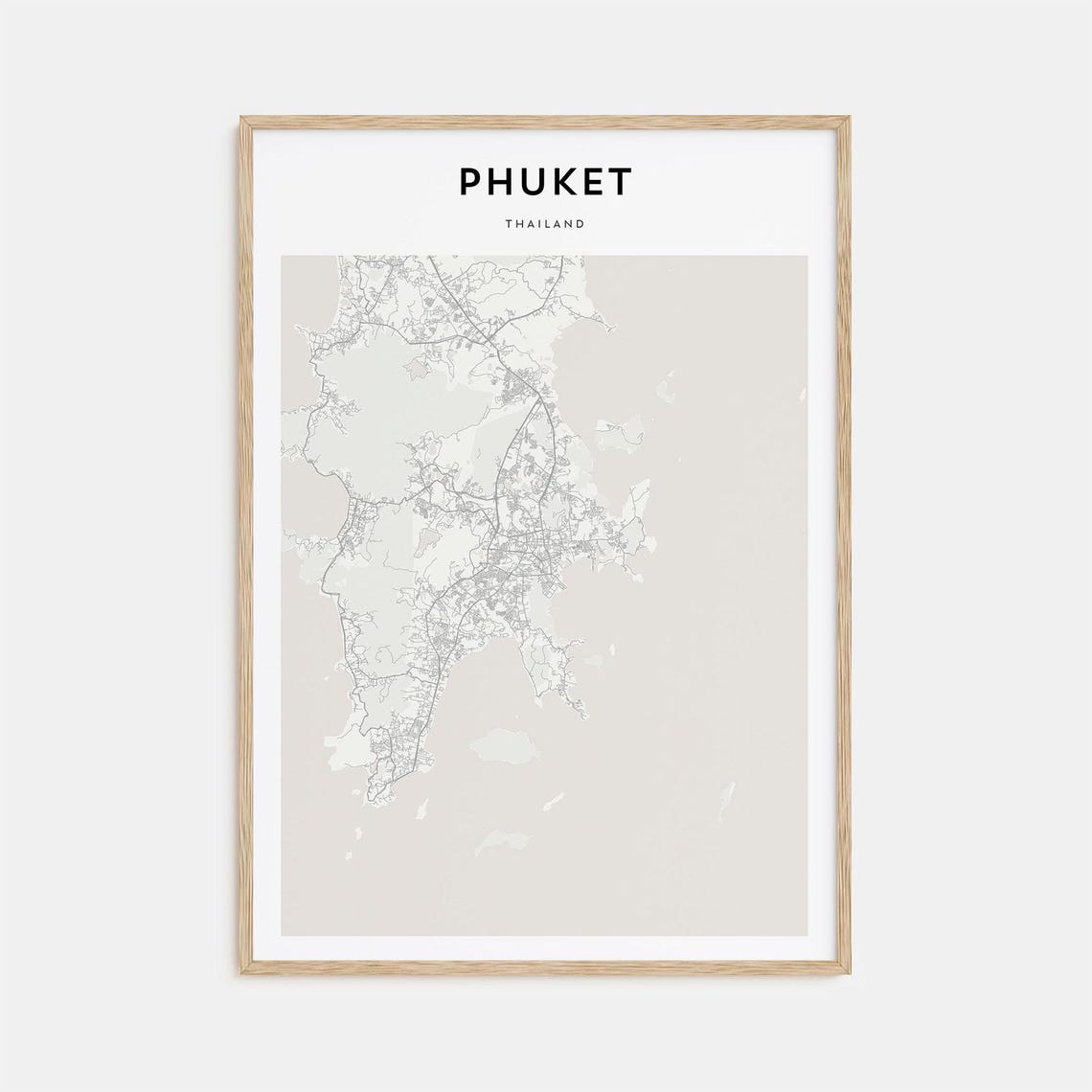 Phuket Thailand Island Minimalist City Street Map Travel Poster