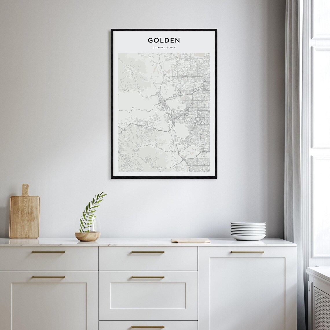 Golden Colorado USA Minimalist Beige City Street Map Poster Decor - Image 2