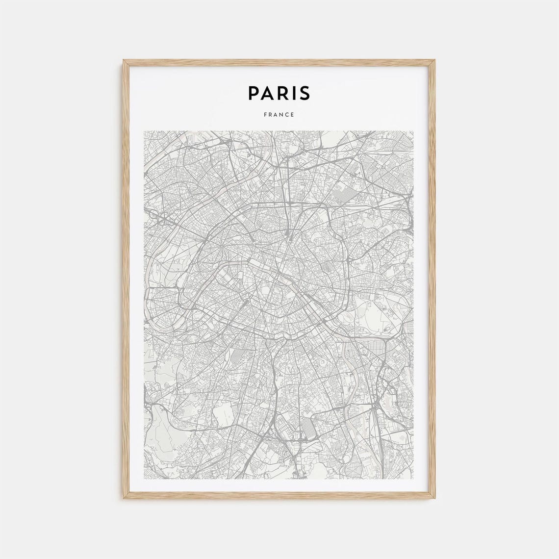 Paris France Minimal Line Art Style City Map Wall Decor Poster