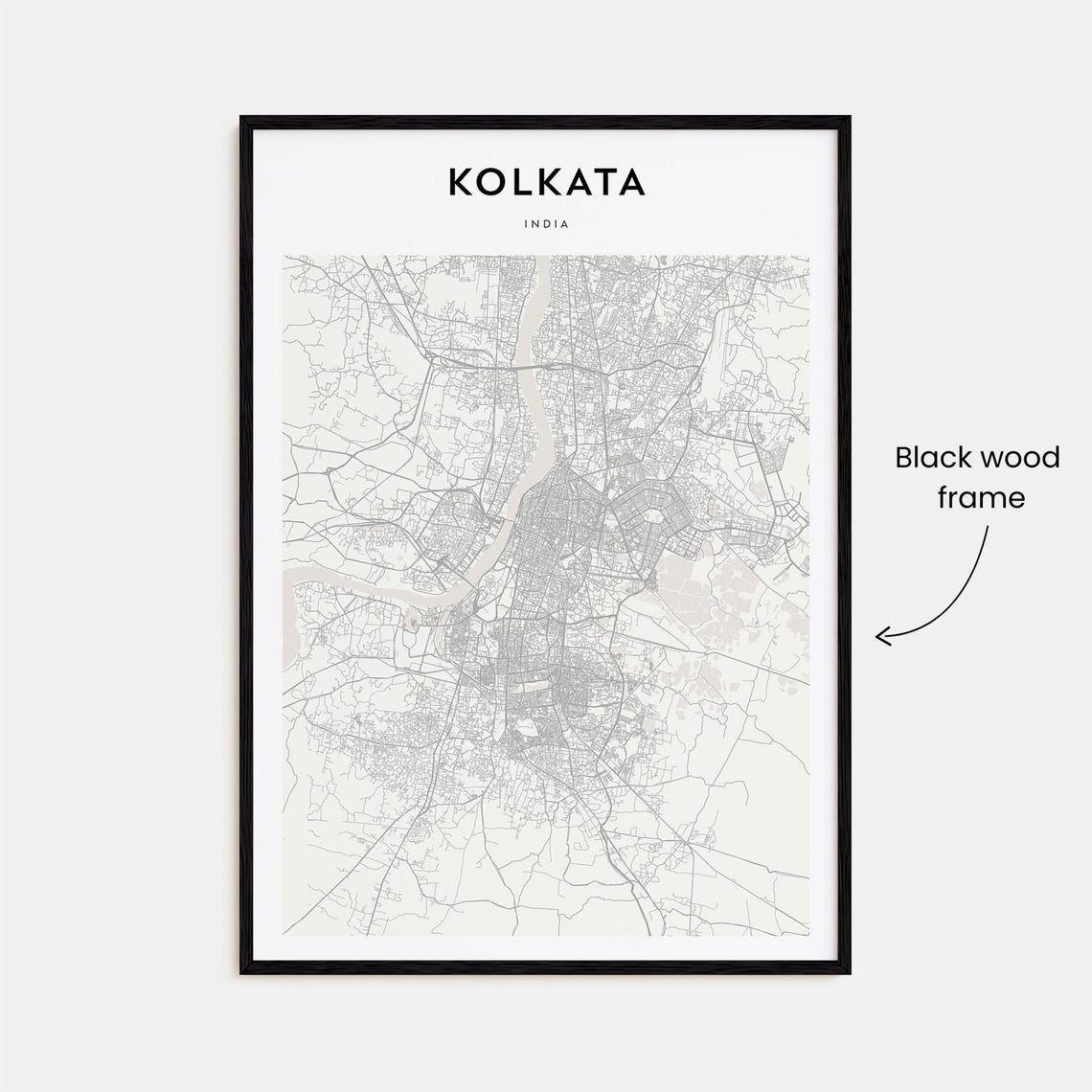 Kolkata India Minimal Line Art Style City Map Wall Decor Poster - Image 3
