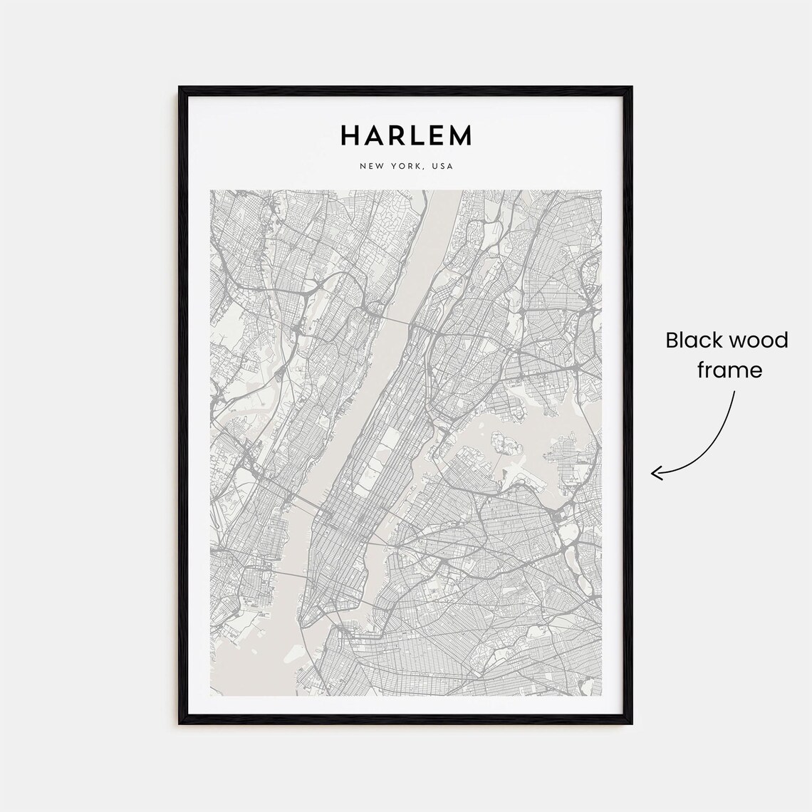 Harlem New York Minimalist Neighborhood Street Map Wall Decor Poster - Image 3
