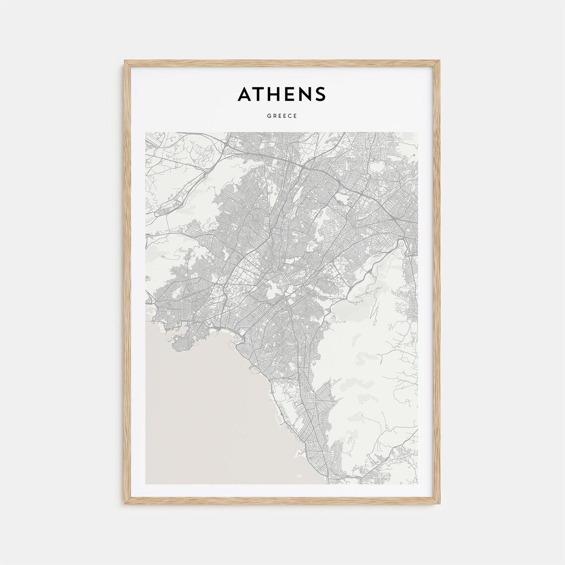Athens Greece Minimalist Detailed City Map Street Grid Poster