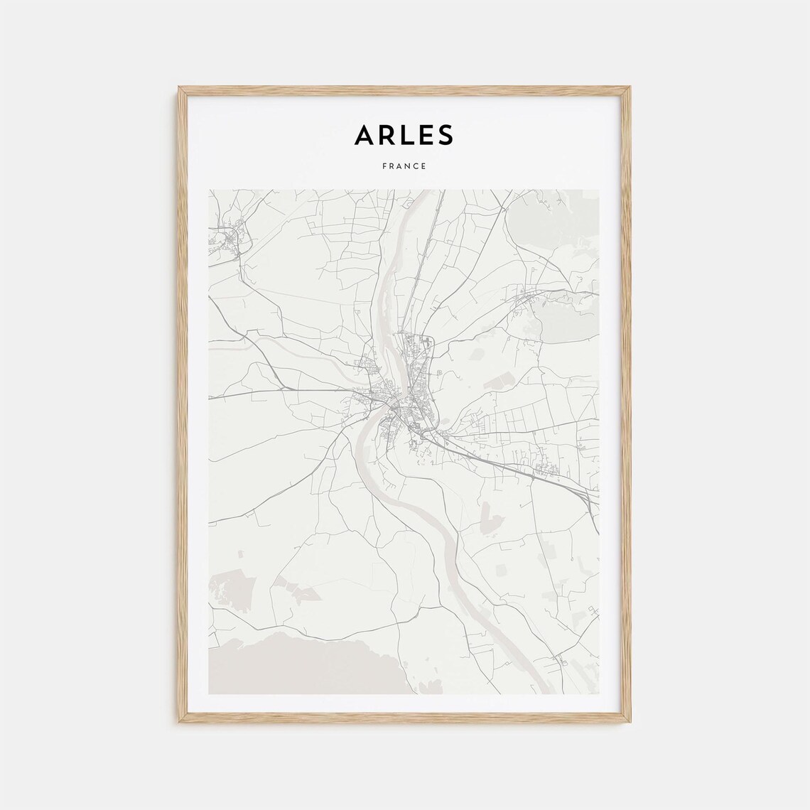 Arles France Fine Line City Street Map Modern Wall Decor Poster
