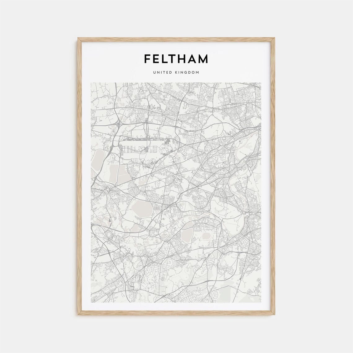 Feltham United Kingdom Minimalist Street Map Modern Travel Poster