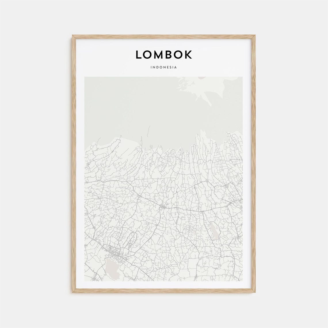 Lombok Indonesia Minimalist Street Map Poster For Modern Travel Decor