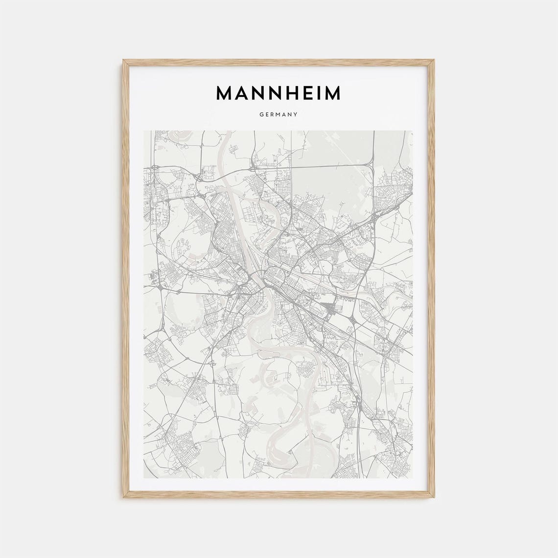Mannheim Germany Minimalist Street Map Poster For Modern Travel Decor