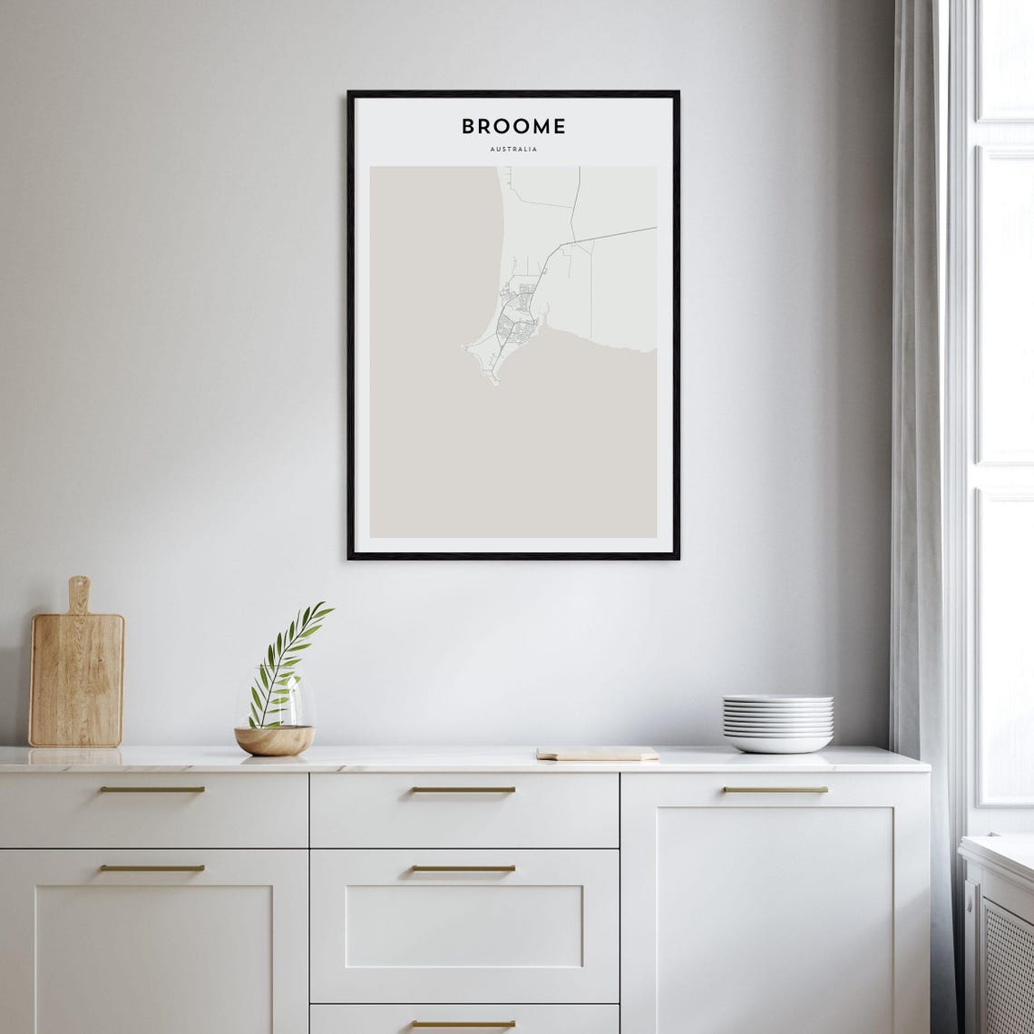 Broome Australia Minimalist Line Map Coastal Town Street Art Poster - Image 2