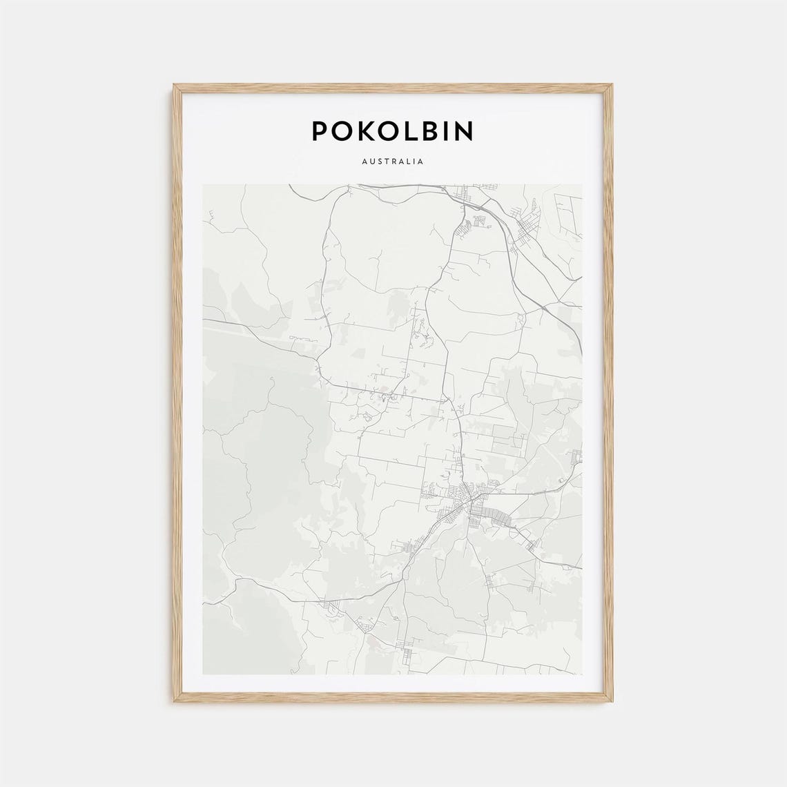 Pokolbin Australia Minimalist Black and White Map Art Poster