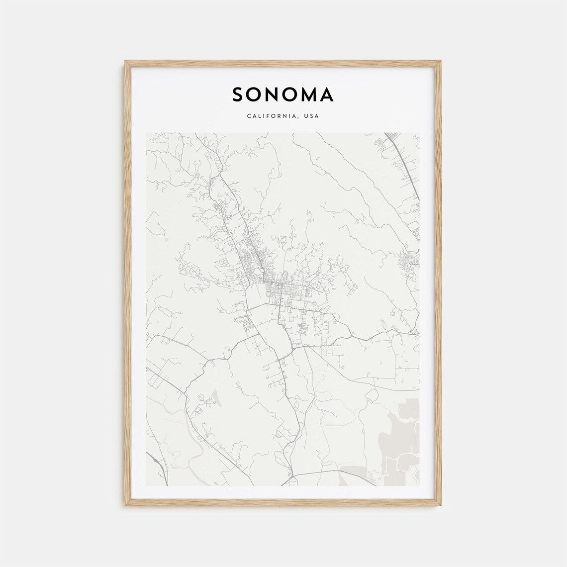 Sonoma California USA Minimalist Line Street Map Travel Poster