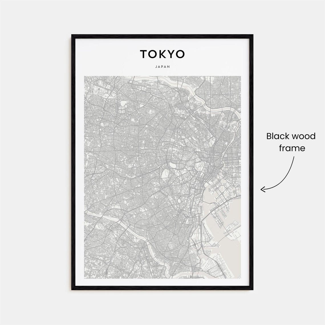 Modern Minimalist Tokyo Japan Capital Metropolis Street Map Poster - Image 3