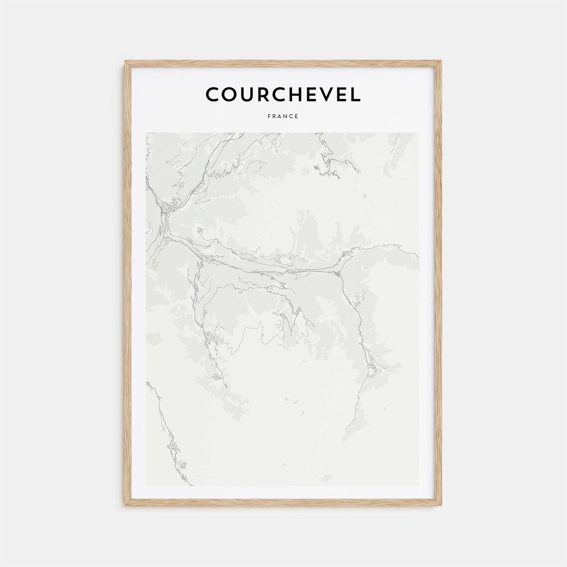 Courchevel France Modern Minimalist City Street Map Travel Poster