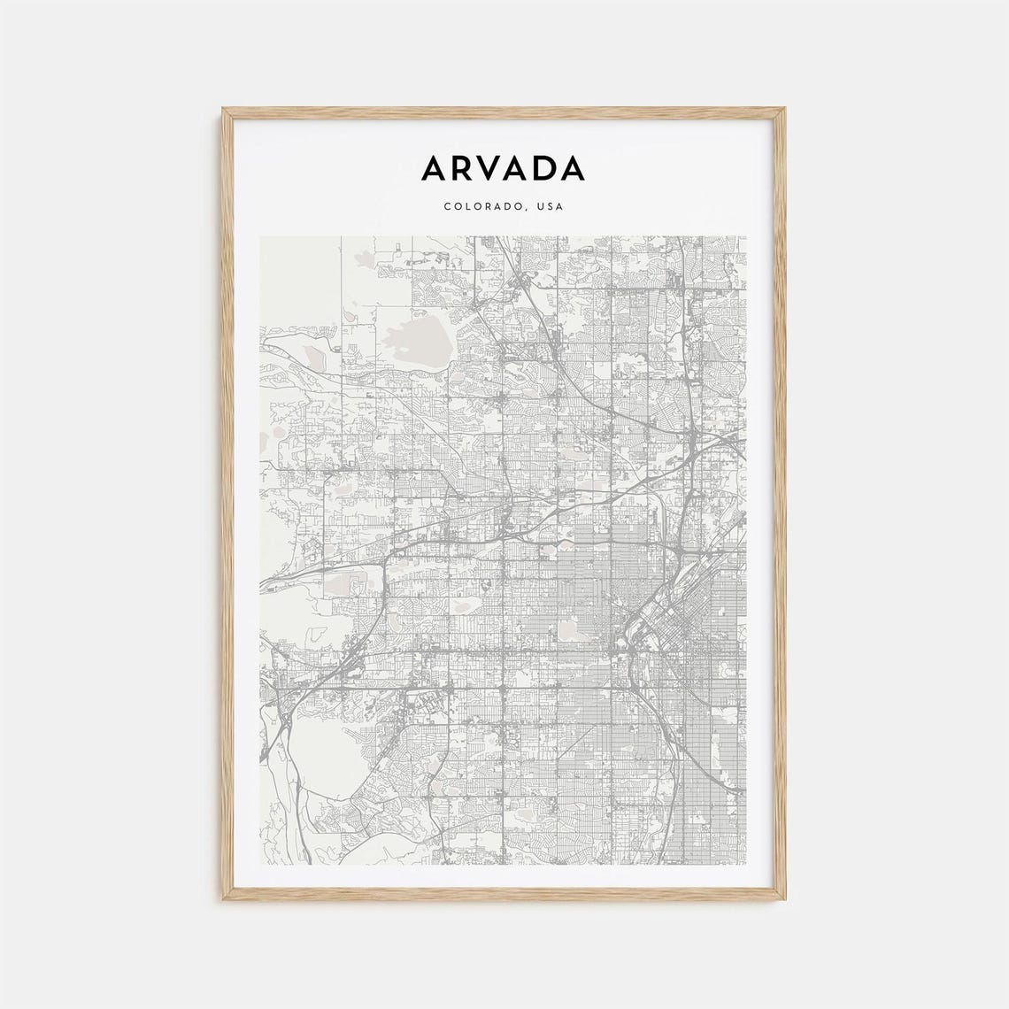 Arvada Colorado USA Personalized Minimalist Gray City Map Poster