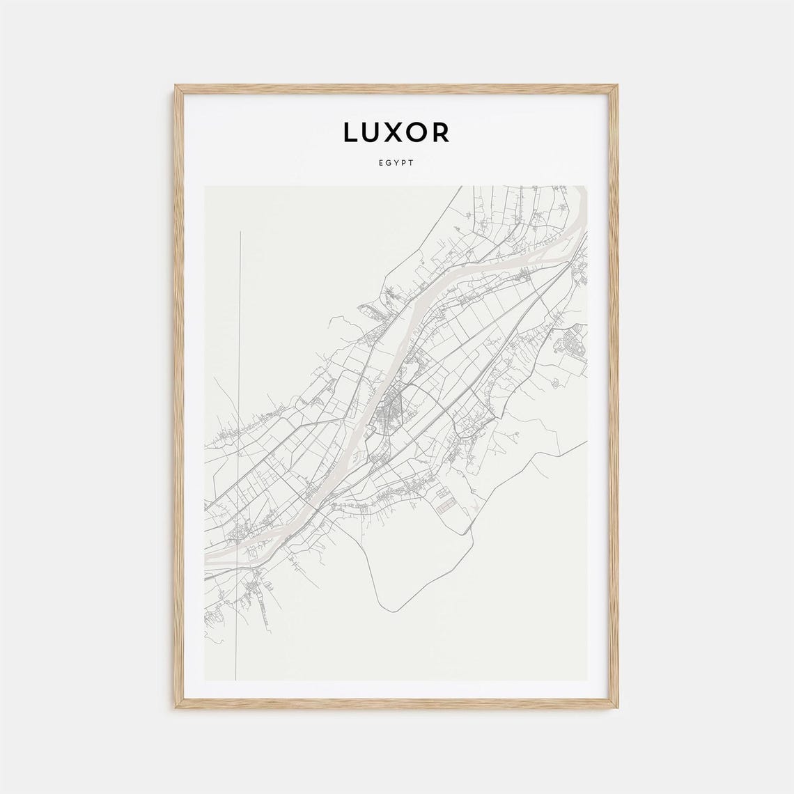 Luxor Egypt Minimalist Street Map Poster For Modern Travel Decor