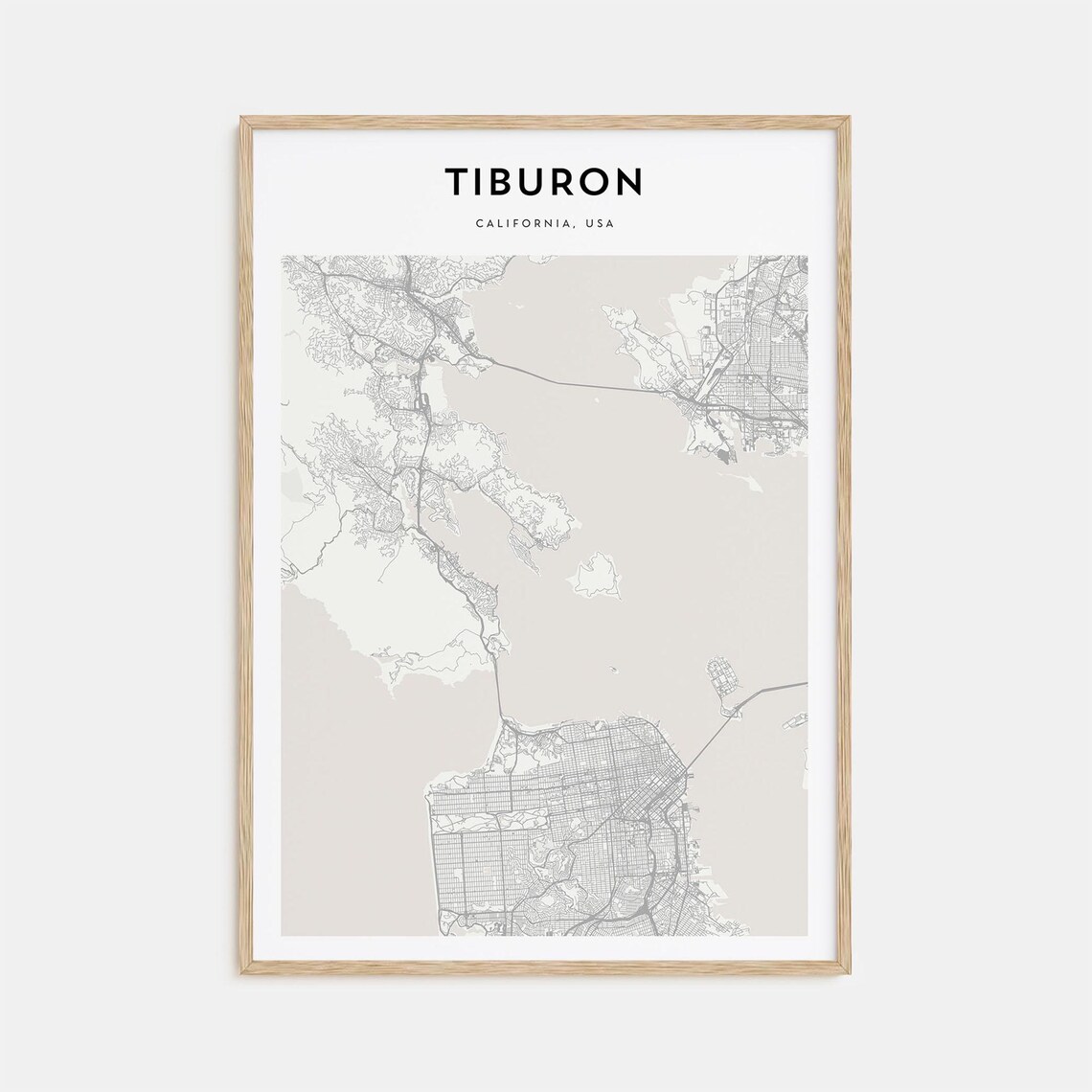 Tiburon California USA Minimalist Bay Area Map Line Art Travel Poster