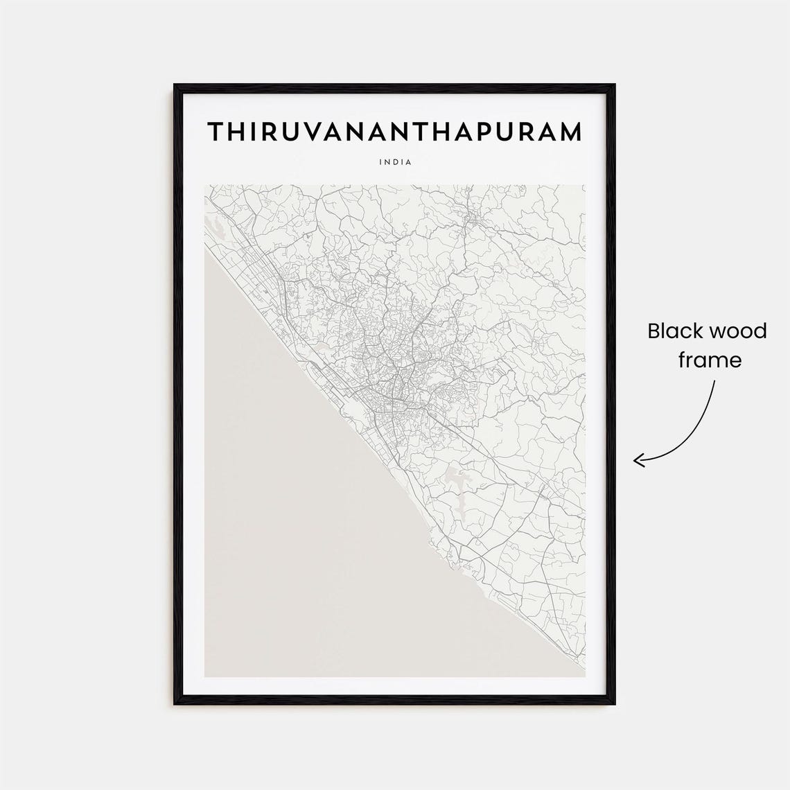 Thiruvananthapuram India Minimalist Coastal Map Line Art Poster - Image 3