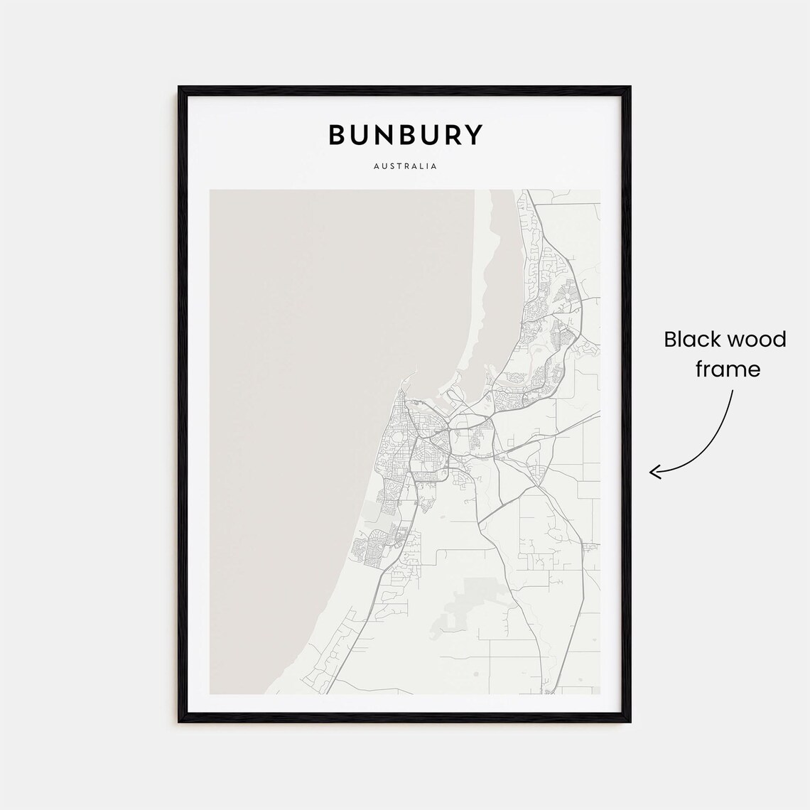 Bunbury Australia Minimalist Coastal Street Map City Travel Poster - Image 3