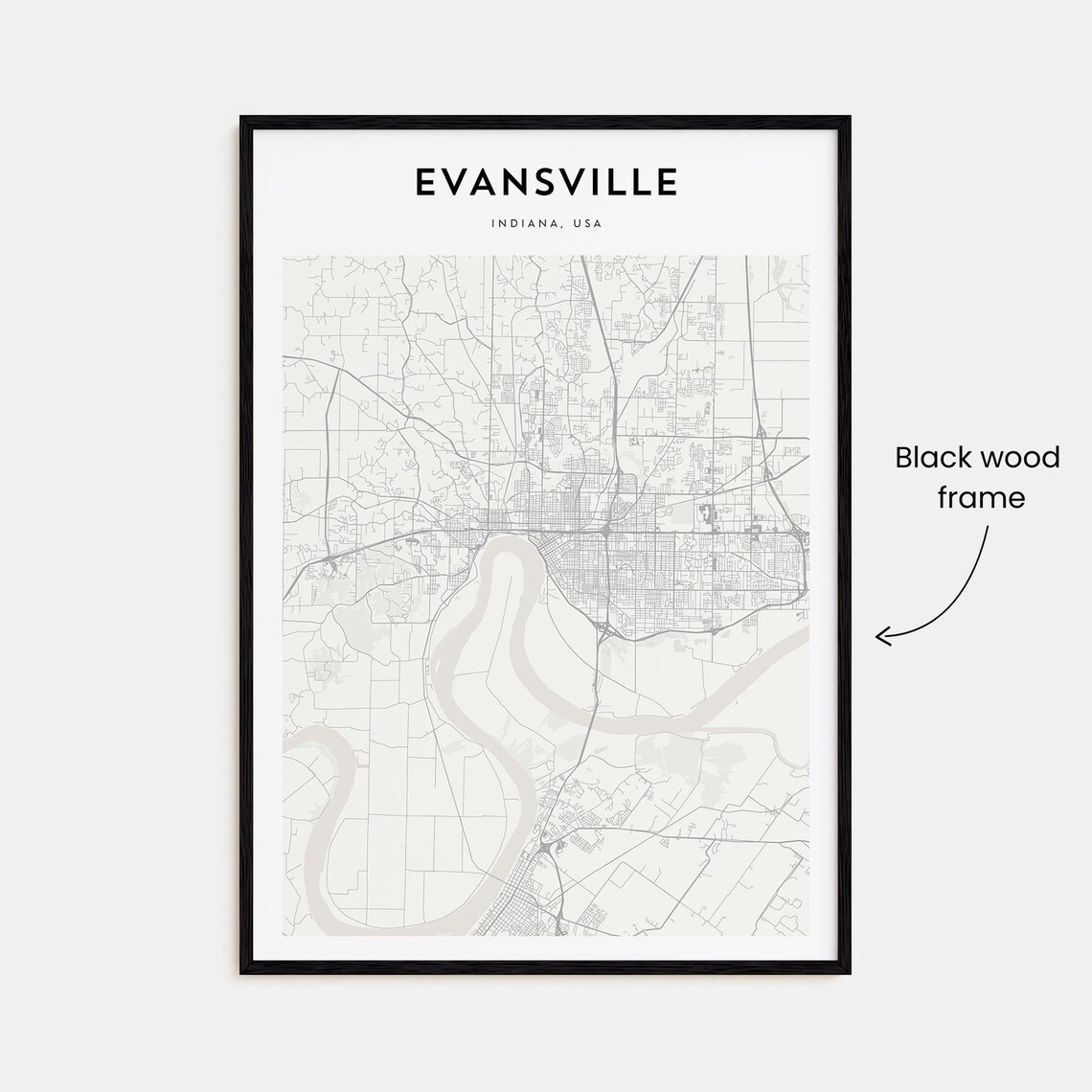 Evansville Indiana Minimalist Street Map Urban City Travel Poster - Image 3