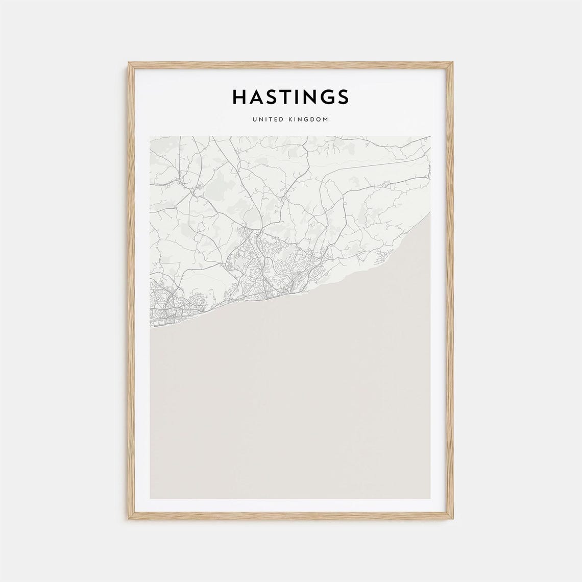 Hastings United Kingdom Minimalist Coastal Map Wall Decor Poster