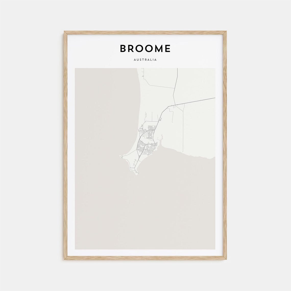 Broome Australia Minimalist Line Map Coastal Town Street Art Poster