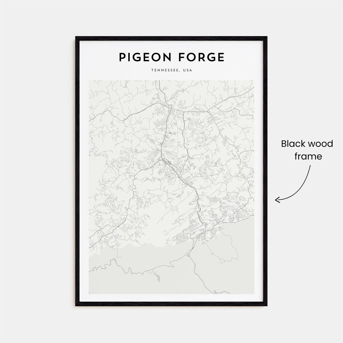 Pigeon Forge Tennessee Detailed Minimalist Street Map City Poster - Image 3
