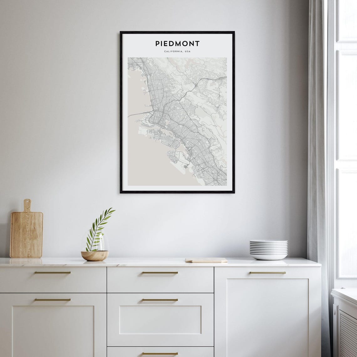 Piedmont California USA Minimalist Street Map Decor Art Poster - Image 2