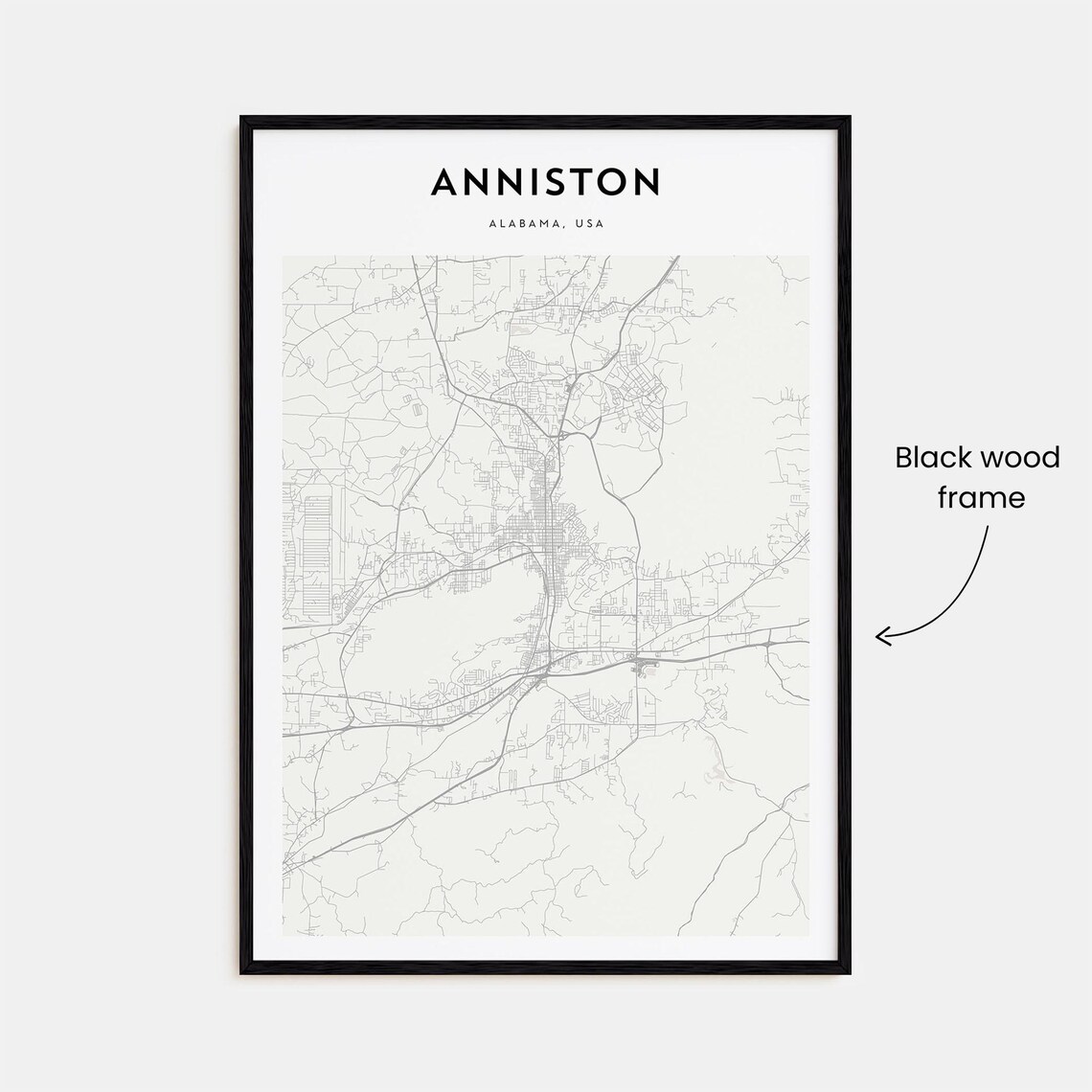 Anniston Alabama USA Minimalist Street Map City Line Art Poster - Image 3
