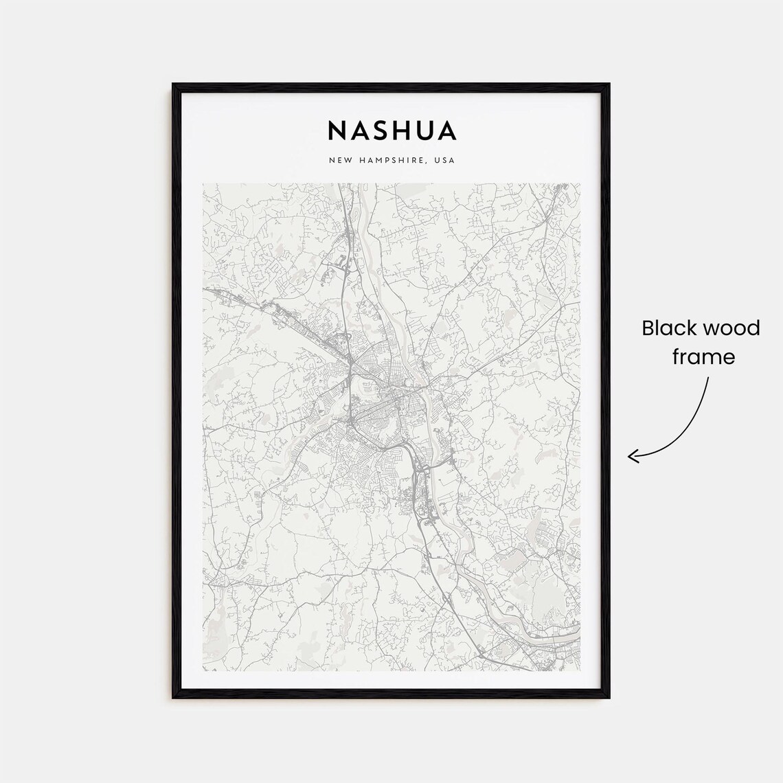 Nashua New Hampshire Minimalist Street Map New England Town Poster - Image 3