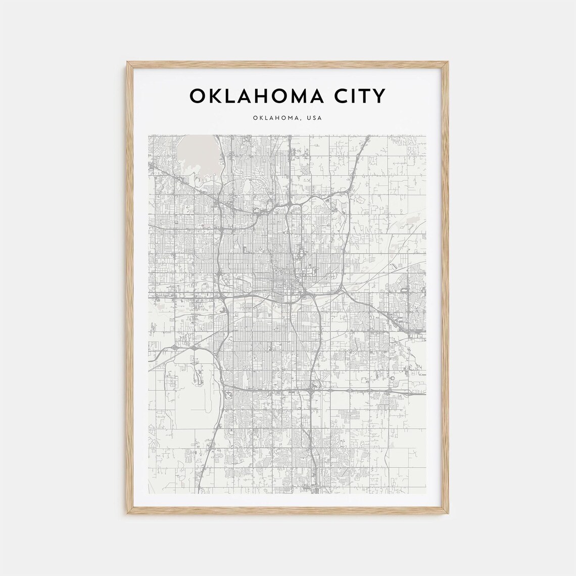Oklahoma City Oklahoma Minimalist Street Map Line Art Poster