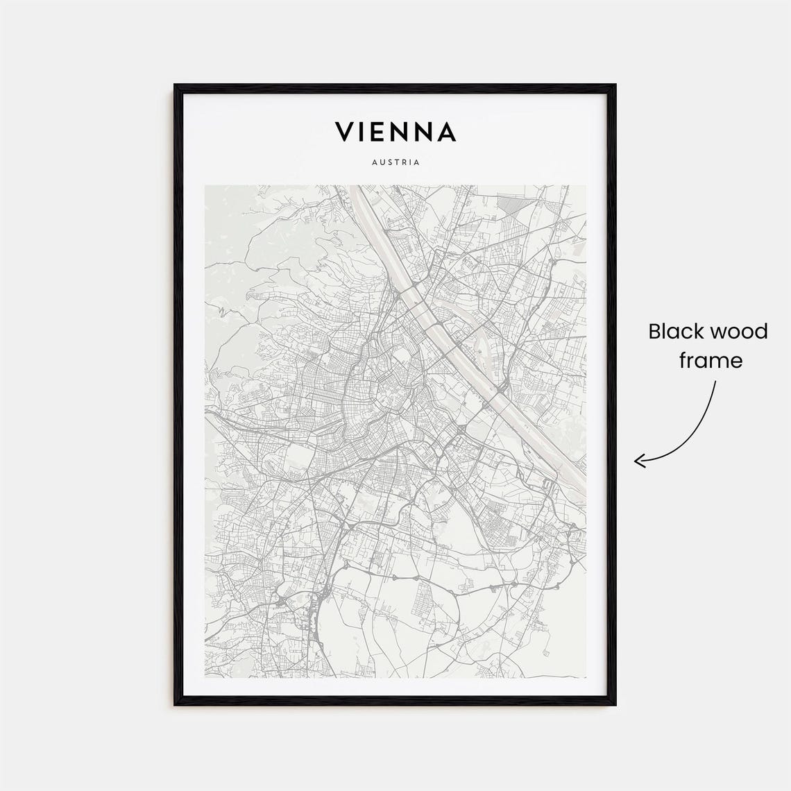 Vienna Austria Street Map Poster Minimalist Modern Wall Decor - Image 3