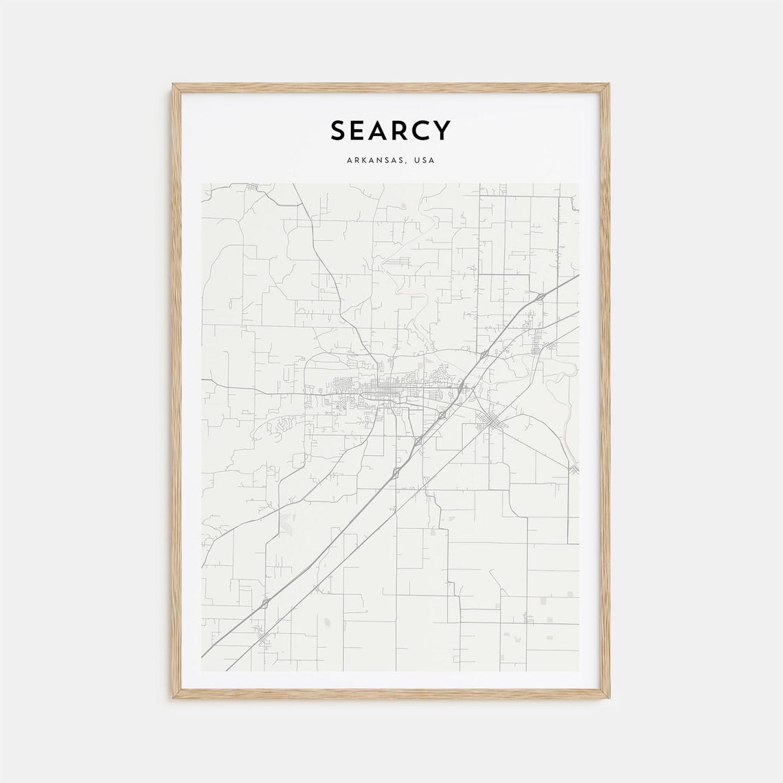 Searcy Arkansas USA Street Map Poster Minimalist Modern Wall Decor