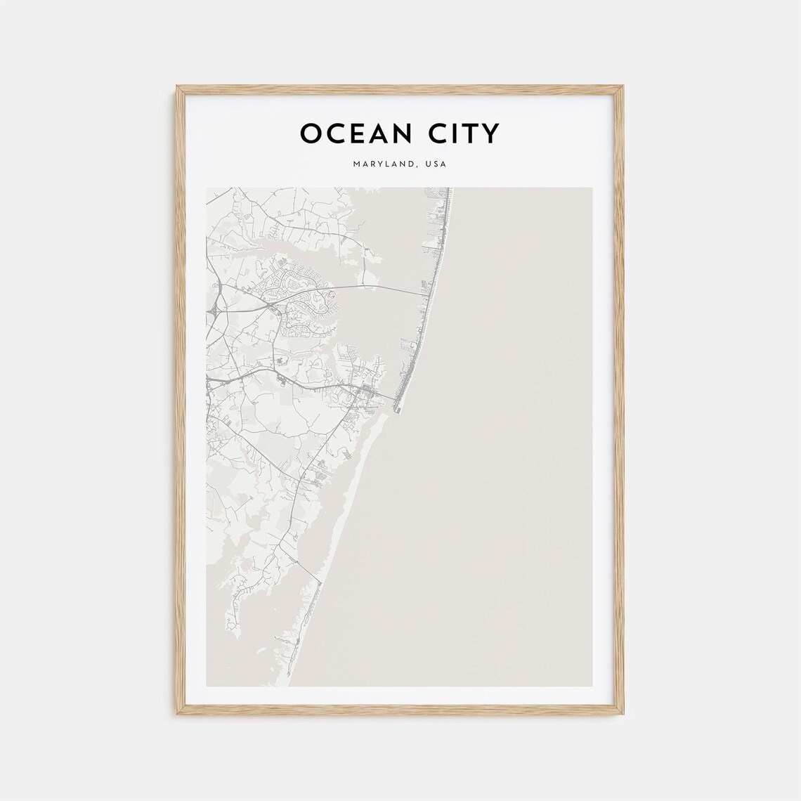 Ocean City Maryland Minimalist Detailed Coastal City Map Poster
