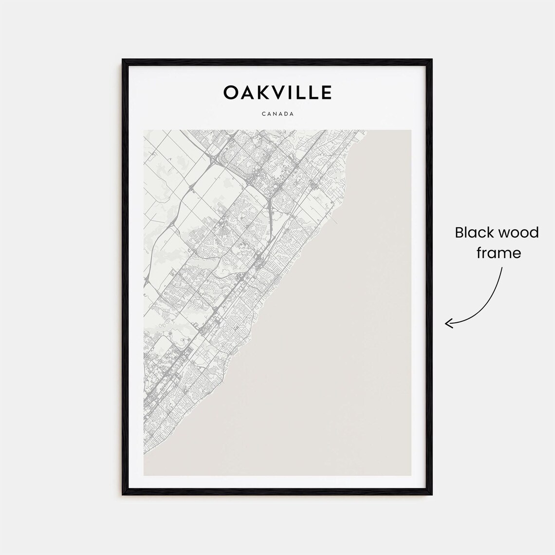 Oakville Canada Minimalist Black and White City Map Art Poster - Image 3