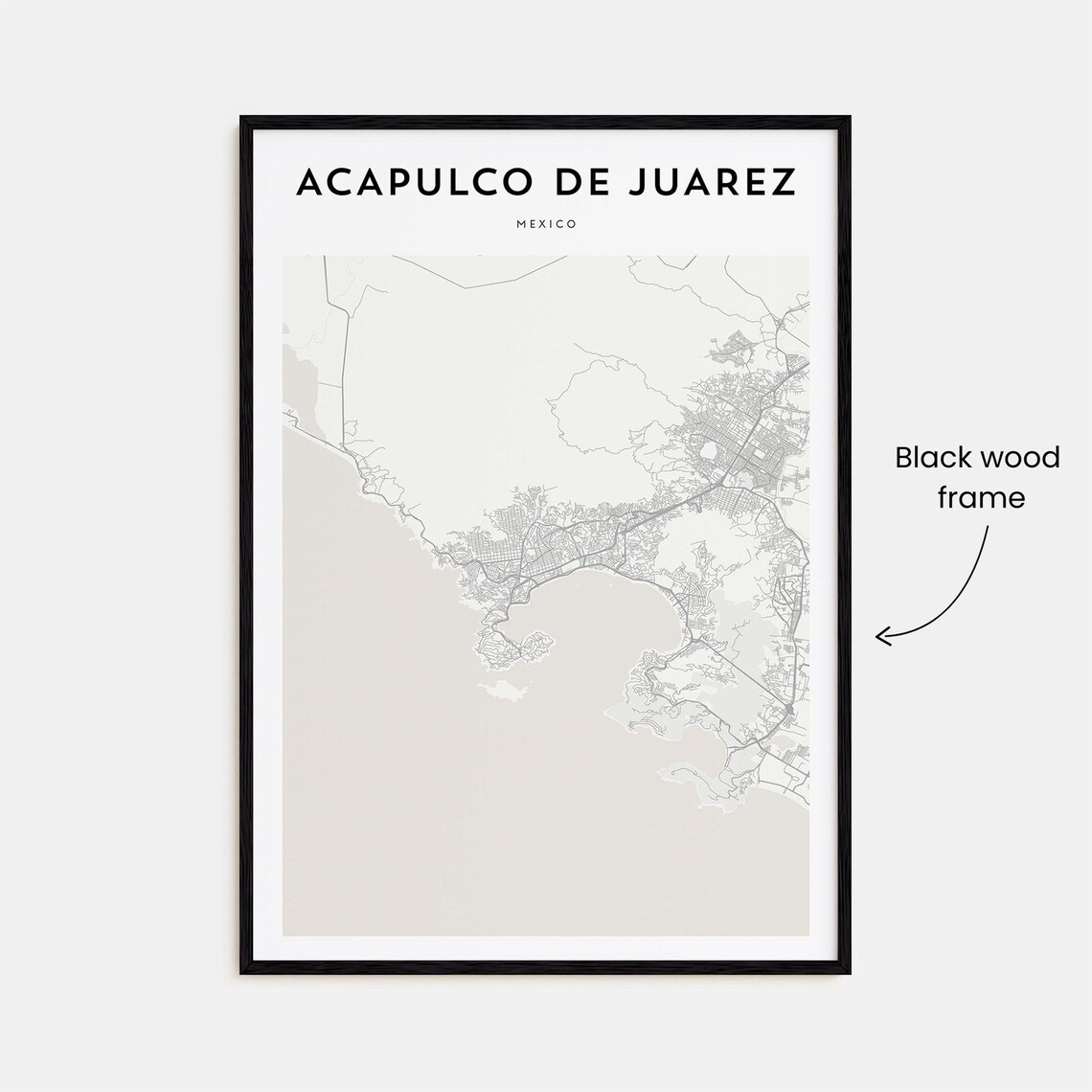 Acapulco De Juarez Mexico Minimalist Bay Street Map Travel Poster - Image 3
