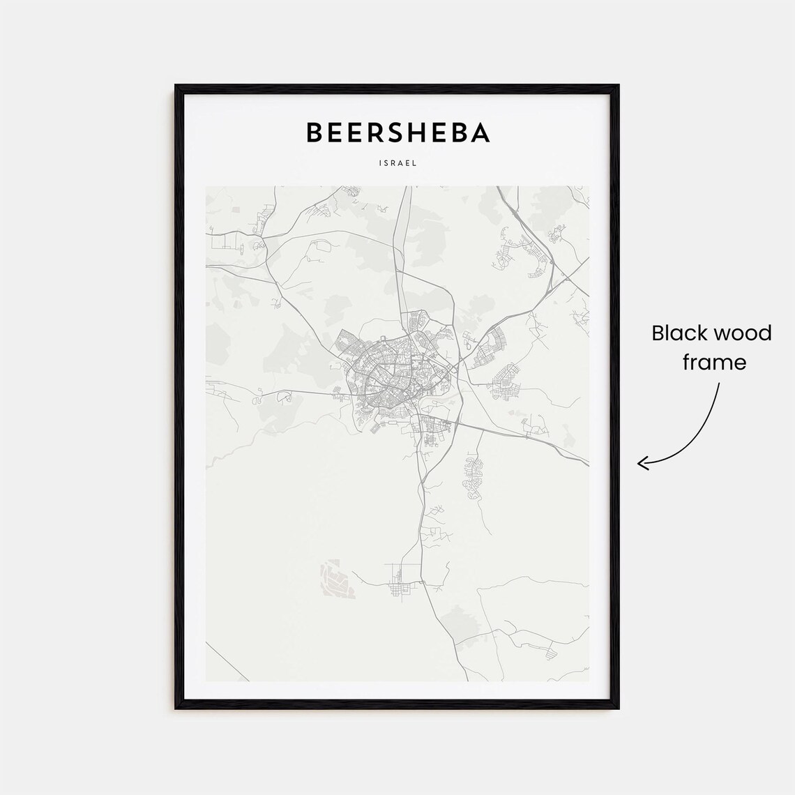 Beersheba Israel Personalized Minimalist Beige City Street Map Poster - Image 3