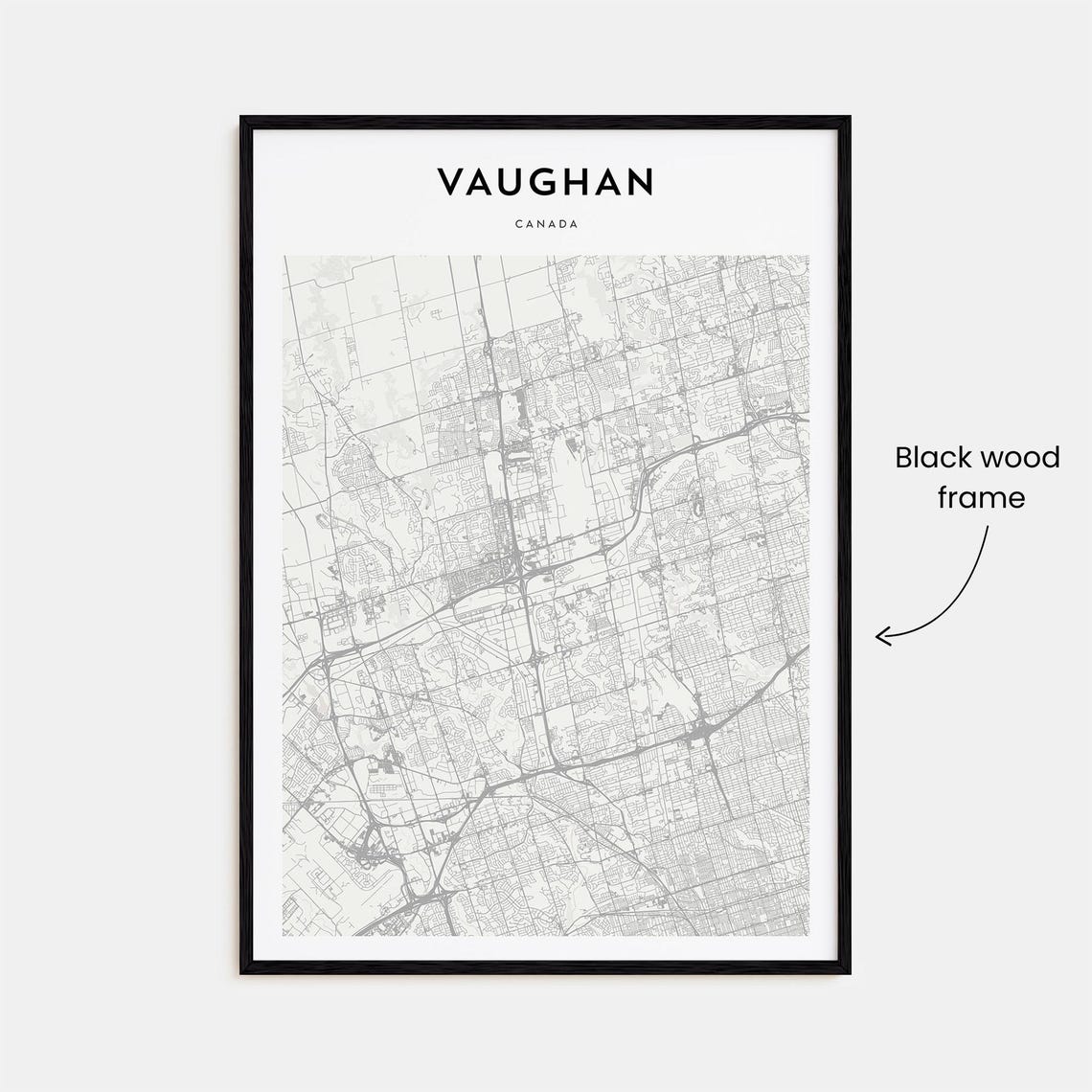 Vaughan Canada Minimalist Black White City Map Fine Art Print - Image 3