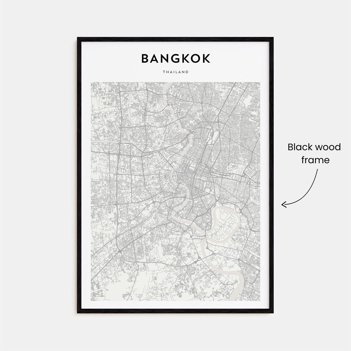 Bangkok Thailand Minimalist Street Map City Decor Line Art Poster - Image 3